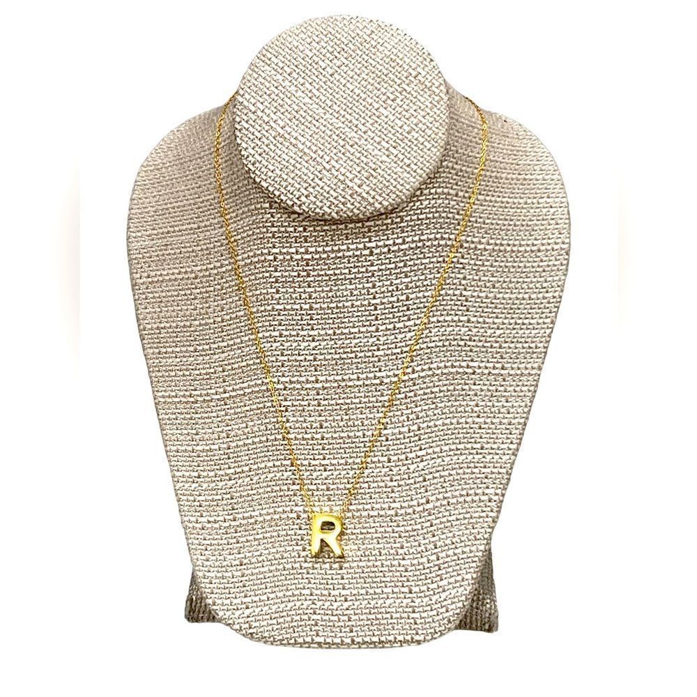 NWT Stainless Steel Elegant Gold Tone  Dainty Necklace initial  R  Pendant